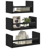 VidaXL Wandplankenset 3 pcs Zwart Eiken 40x16x14cm Bewerkt hout