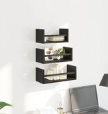 VidaXL Wandplankenset 3 pcs Zwart Eiken 40x16x14cm Bewerkt hout