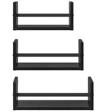 VidaXL Wandplankenset 3 pcs Zwart Eiken 40x16x14cm Bewerkt hout