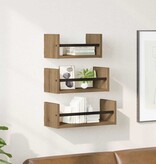 VidaXL Wandplankenset 3 pcs Artisan Eiken 40x16x14cm Bewerkt hout