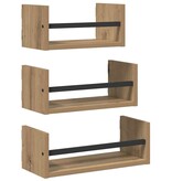 VidaXL Wandplankenset 3 pcs Artisan Eiken 40x16x14cm Bewerkt hout