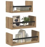 VidaXL Wandplankenset 3 pcs Artisan Eiken 40x16x14cm Bewerkt hout
