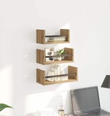 VidaXL Wandplankenset 3 pcs Artisan Eiken 40x16x14cm Bewerkt hout