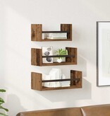 VidaXL Wandplankenset met plank 3 pcs Oud Hout 40x16x14cm Bewerkt hout
