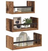 VidaXL Wandplankenset met plank 3 pcs Oud Hout 40x16x14cm Bewerkt hout