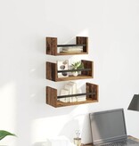 VidaXL Wandplankenset met plank 3 pcs Oud Hout 40x16x14cm Bewerkt hout