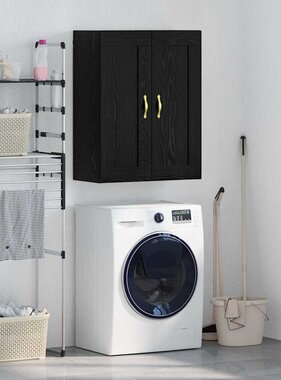 VidaXL Wandkast Zwart Eiken 69,5 x 34 x 90 cm Bewerkt hout