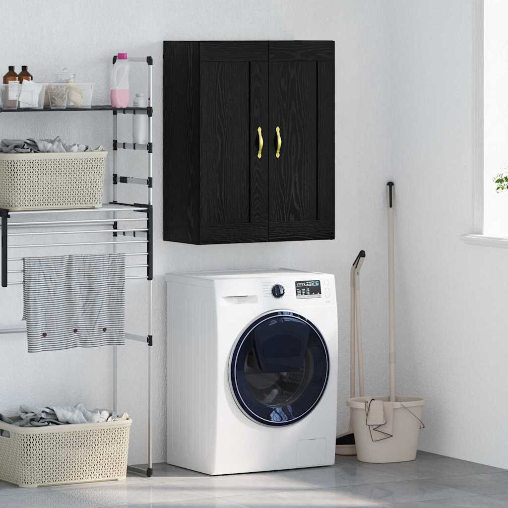 VidaXL Wandkast Zwart Eiken 69,5 x 34 x 90 cm Bewerkt hout