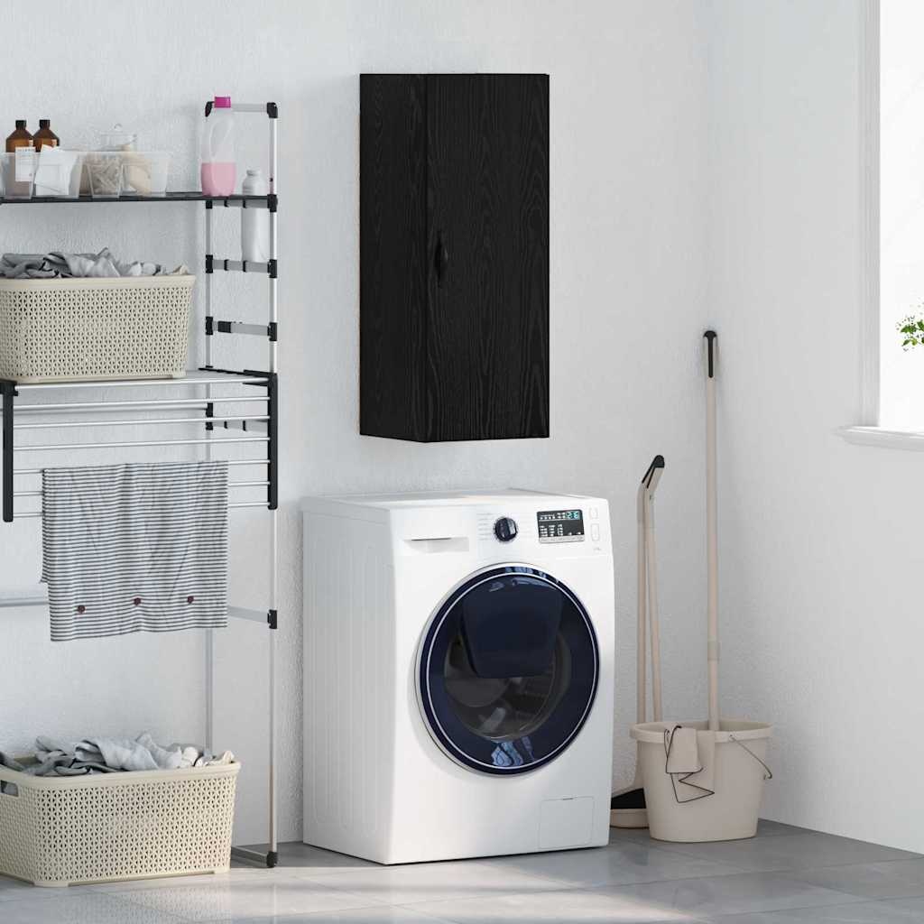 VidaXL Wandkast Zwart Eiken 34,5 x 34 x 90 cm Bewerkt hout