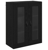 VidaXL Wandkast Zwart Eiken 69,5 x 34 x 90 cm Geengineerd Hout en Glas