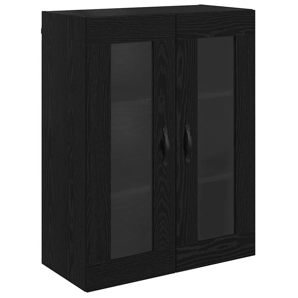 VidaXL Wandkast Zwart Eiken 69,5 x 34 x 90 cm Geengineerd Hout en Glas