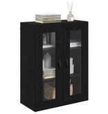VidaXL Wandkast Zwart Eiken 69,5 x 34 x 90 cm Geengineerd Hout en Glas