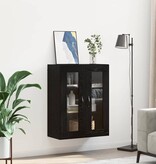 VidaXL Wandkast Zwart Eiken 69,5 x 34 x 90 cm Geengineerd Hout en Glas