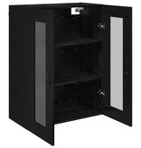 VidaXL Wandkast Zwart Eiken 69,5 x 34 x 90 cm Geengineerd Hout en Glas