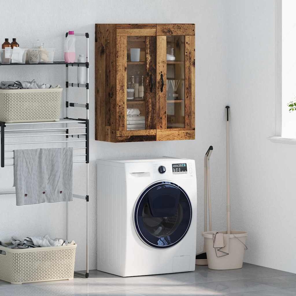 VidaXL Wandkast Oud Hout 69,5 x 34 x 90 cm Geengineerd Hout en Glas
