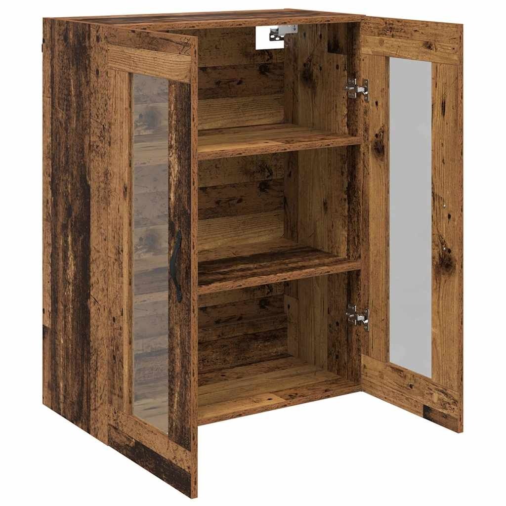 VidaXL Wandkast Oud Hout 69,5 x 34 x 90 cm Geengineerd Hout en Glas