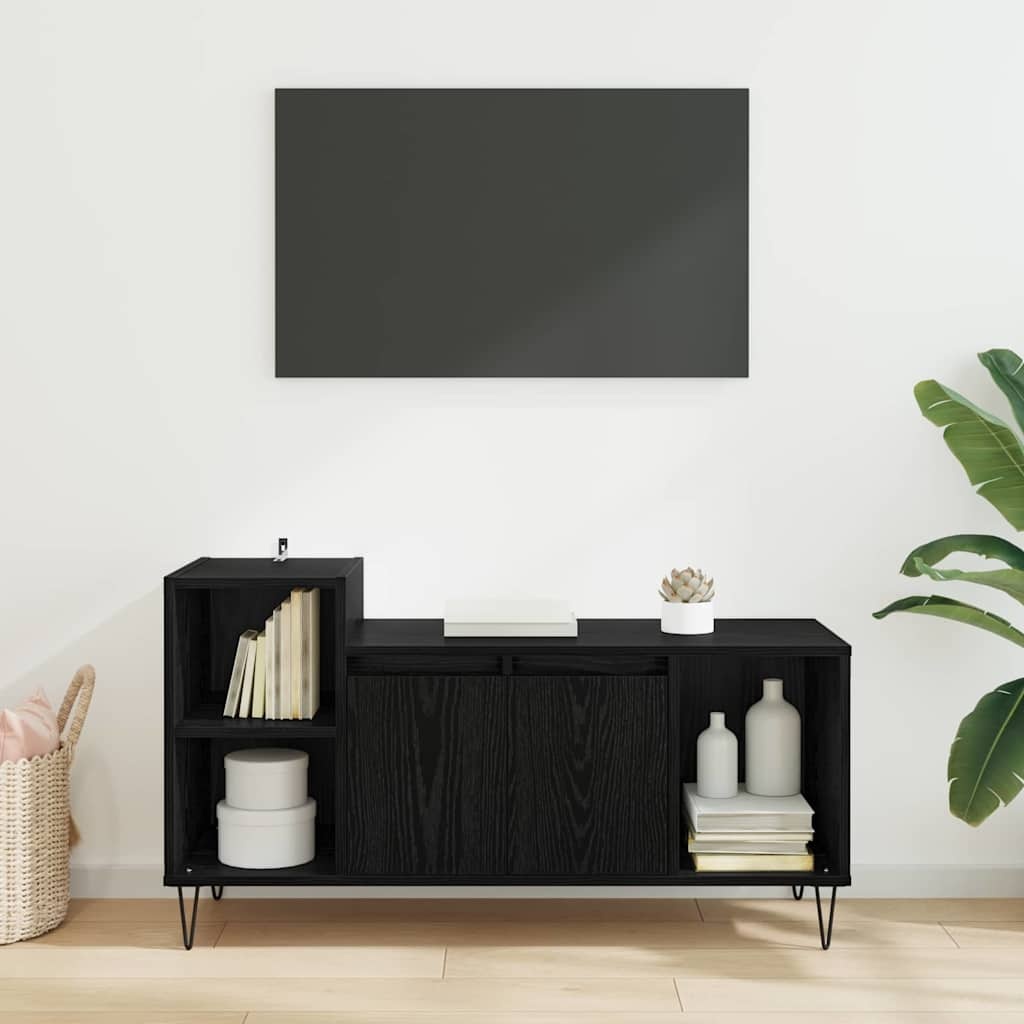 VidaXL TV-kast Zwart Eiken 100 x 35 x 55 cm Bewerkt hout