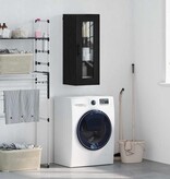 VidaXL Wandkast Zwart Eiken 34,5 x 34 x 90 cm Geengineerd Hout en Glas