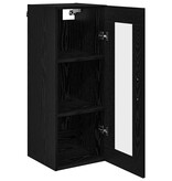 VidaXL Wandkast Zwart Eiken 34,5 x 34 x 90 cm Geengineerd Hout en Glas