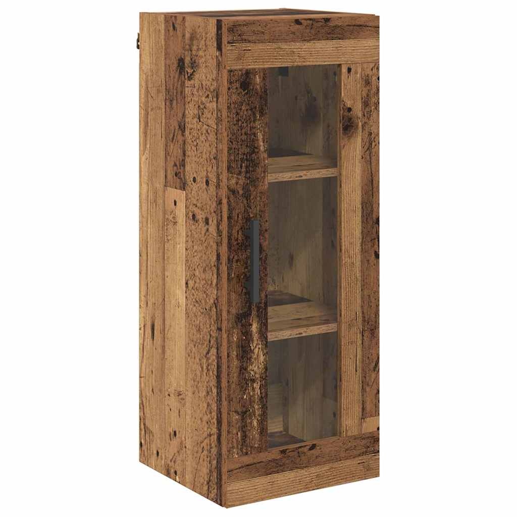 VidaXL Wandkast Oud Hout 34,5 x 34 x 90 cm Geengineerd Hout en Glas