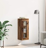 VidaXL Wandkast Oud Hout 34,5 x 34 x 90 cm Geengineerd Hout en Glas