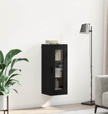 VidaXL Wandkast Zwart Eiken 34,5 x 34 x 90 cm Geengineerd Hout en Glas