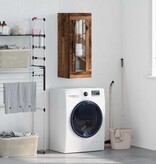 VidaXL Wandkast Oud Hout 34,5 x 34 x 90 cm Geengineerd Hout en Glas