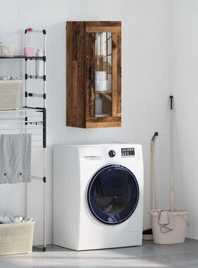 VidaXL Wandkast Oud Hout 34,5 x 34 x 90 cm Geengineerd Hout en Glas