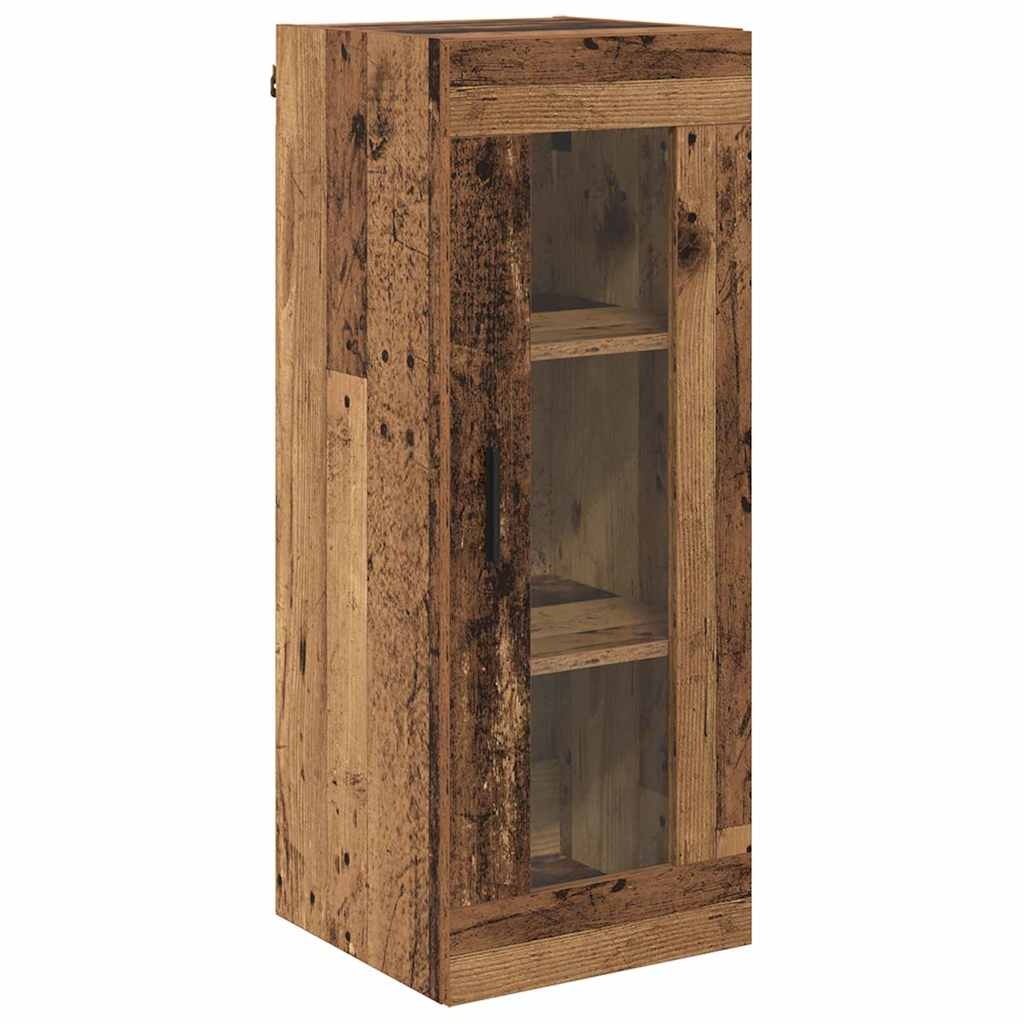 VidaXL Wandkast Oud Hout 34,5 x 34 x 90 cm Geengineerd Hout en Glas