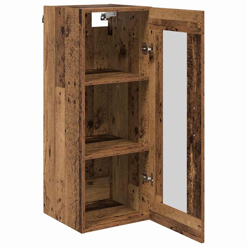 VidaXL Wandkast Oud Hout 34,5 x 34 x 90 cm Geengineerd Hout en Glas