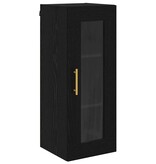 VidaXL Wandkast Zwart Eiken 34,5 x 34 x 90 cm Geengineerd Hout en Glas