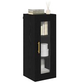 VidaXL Wandkast Zwart Eiken 34,5 x 34 x 90 cm Geengineerd Hout en Glas