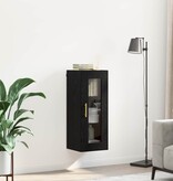 VidaXL Wandkast Zwart Eiken 34,5 x 34 x 90 cm Geengineerd Hout en Glas