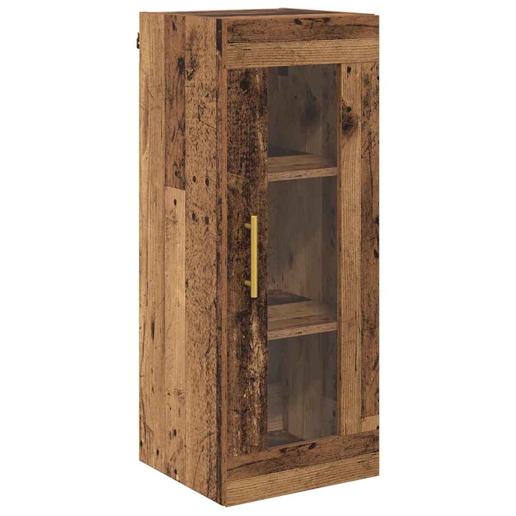 VidaXL Wandkast Oud Hout 34,5 x 34 x 90 cm Geengineerd Hout en Glas