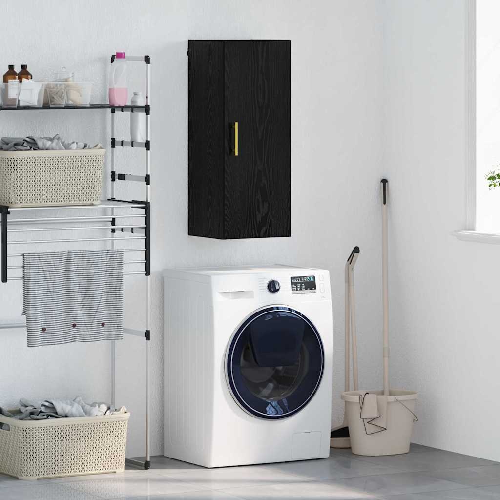 VidaXL Wandkast Zwart Eiken 34,5 x 34 x 90 cm Bewerkt hout