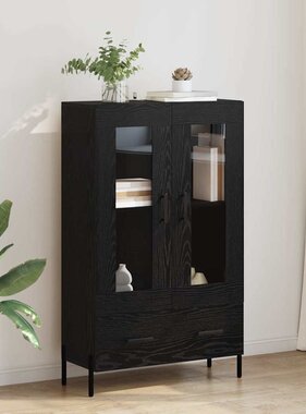 VidaXL Highboard Corona Zwart Eiken 69,5 x 31 x 115 cm Bewerkt hout