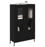 VidaXL Highboard Corona Zwart Eiken 69,5 x 31 x 115 cm Bewerkt hout