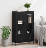 VidaXL Highboard Corona Zwart Eiken 69,5 x 31 x 115 cm Bewerkt hout