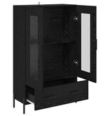 VidaXL Highboard Corona Zwart Eiken 69,5 x 31 x 115 cm Bewerkt hout