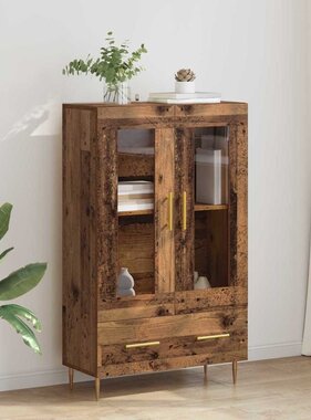 VidaXL Highboard Oud Hout 69,5 x 31 x 115 cm Geengineerd Hout en Glas