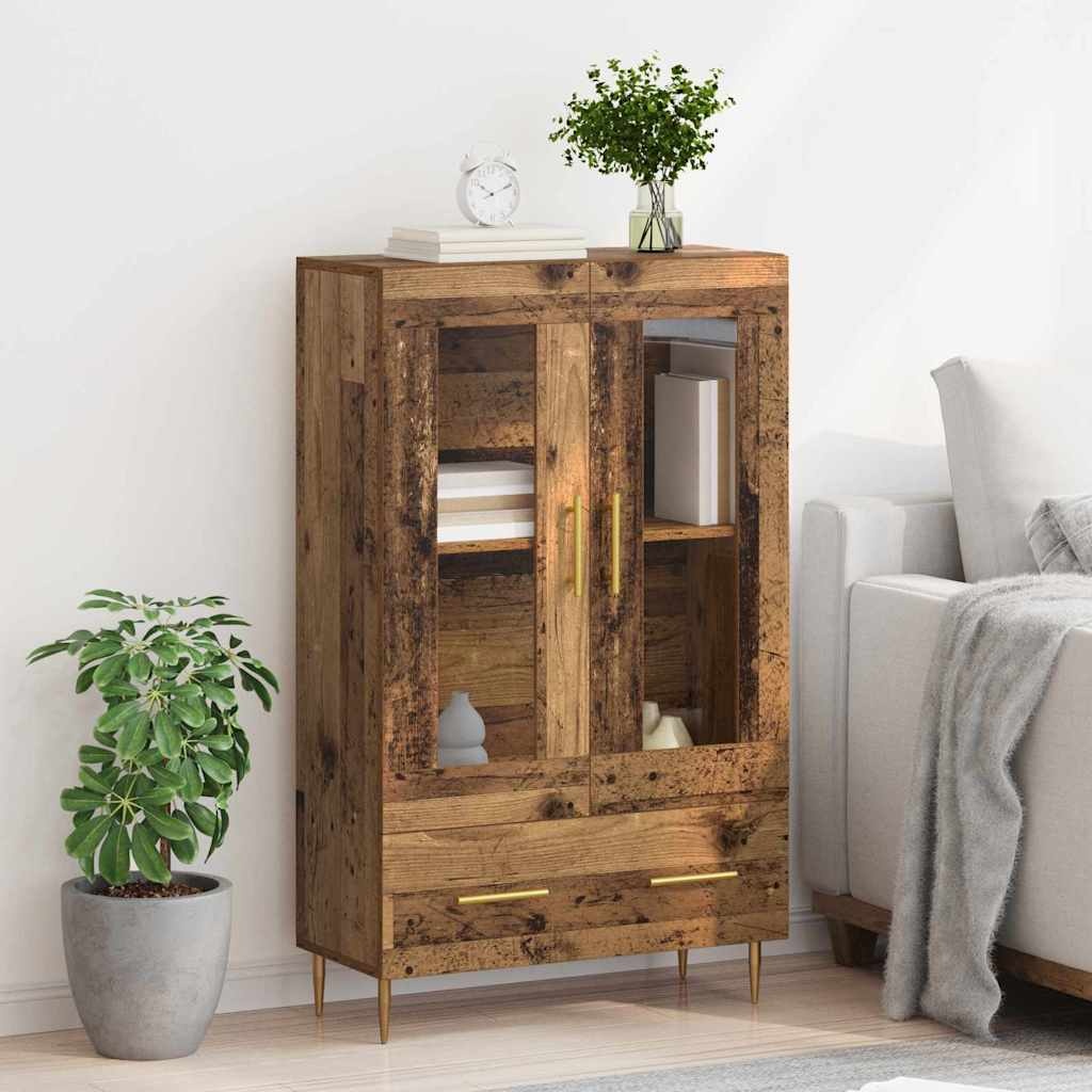 VidaXL Highboard Oud Hout 69,5 x 31 x 115 cm Geengineerd Hout en Glas