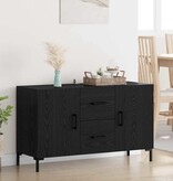 VidaXL Dressoir met lade Zwart Eiken 100 x 36 x 60 cm Bewerkt hout