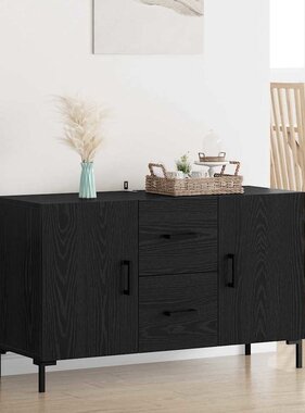 VidaXL Dressoir met lade Zwart Eiken 100 x 36 x 60 cm Bewerkt hout