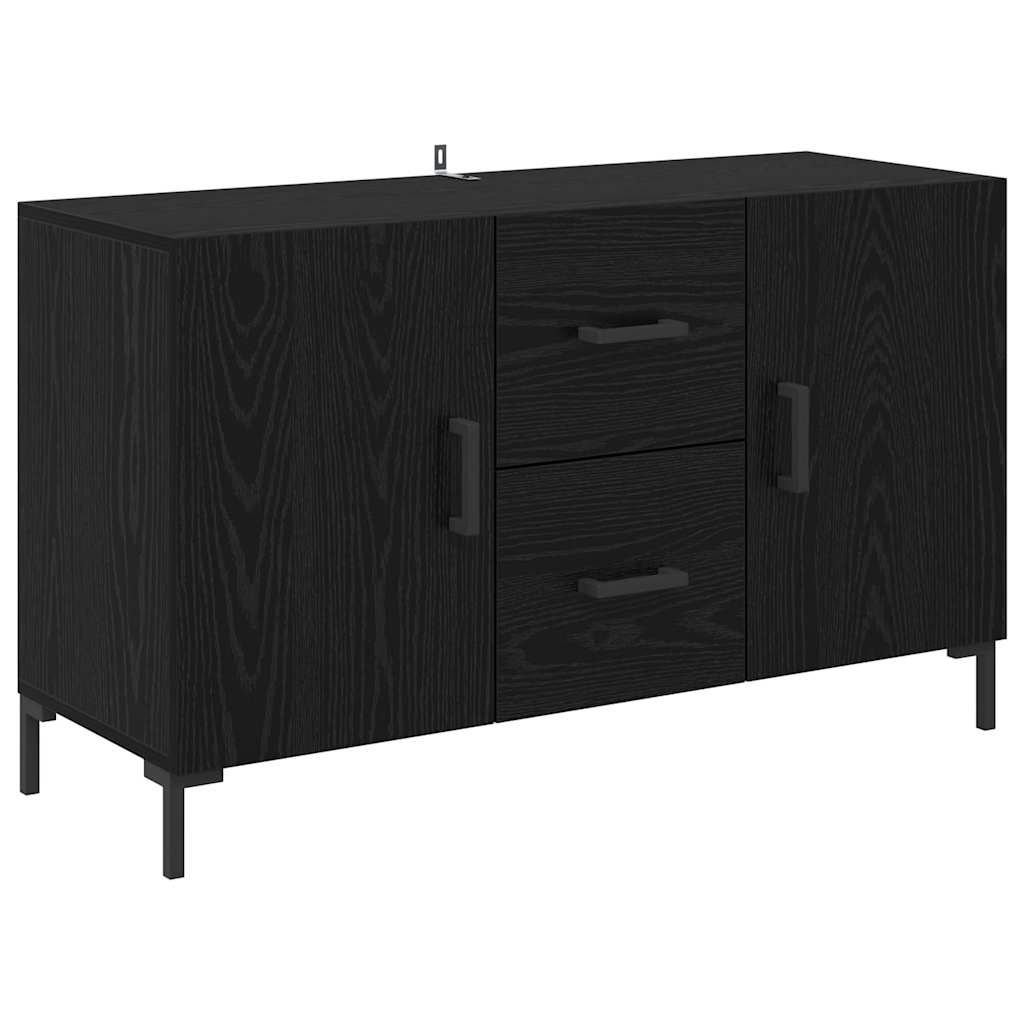 VidaXL Dressoir met lade Zwart Eiken 100 x 36 x 60 cm Bewerkt hout