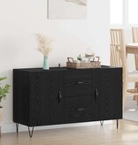 VidaXL Dressoir met lade Zwart Eiken 100 x 36 x 60 cm Bewerkt hout