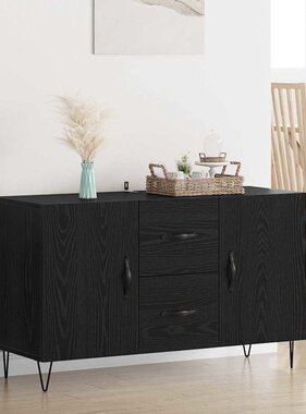 VidaXL Dressoir met lade Zwart Eiken 100 x 36 x 60 cm Bewerkt hout