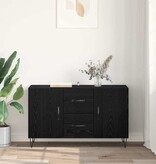 VidaXL Dressoir met lade Zwart Eiken 100 x 36 x 60 cm Bewerkt hout