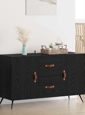 VidaXL Dressoir met lade Zwart Eiken 100 x 36 x 60 cm Bewerkt hout