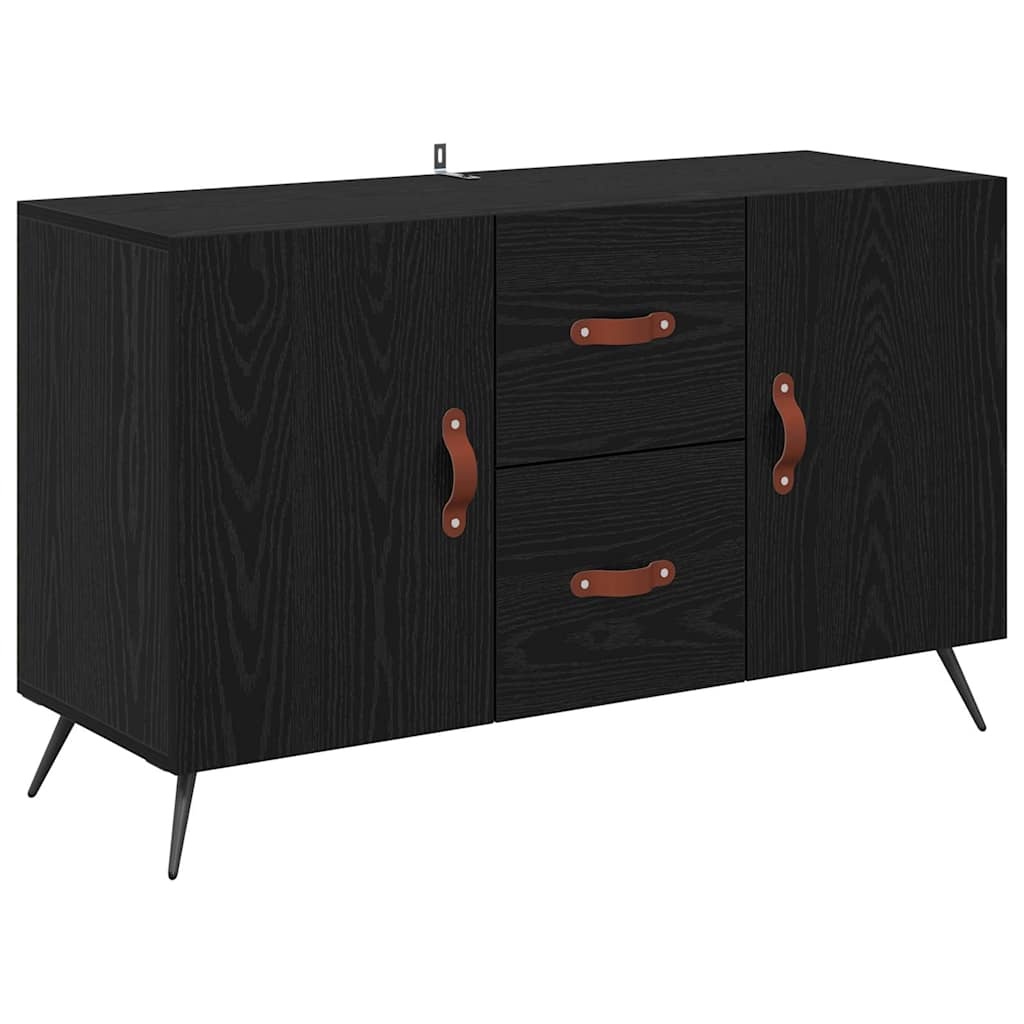 VidaXL Dressoir met lade Zwart Eiken 100 x 36 x 60 cm Bewerkt hout