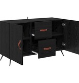 VidaXL Dressoir met lade Zwart Eiken 100 x 36 x 60 cm Bewerkt hout